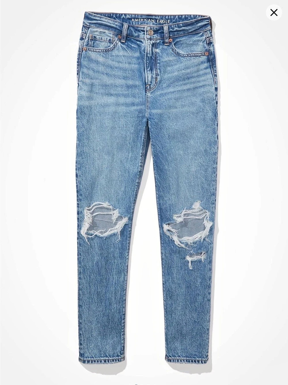 American Eagle AE Ripped Mom Jean Skinny Jeans in Blue size 4 regular